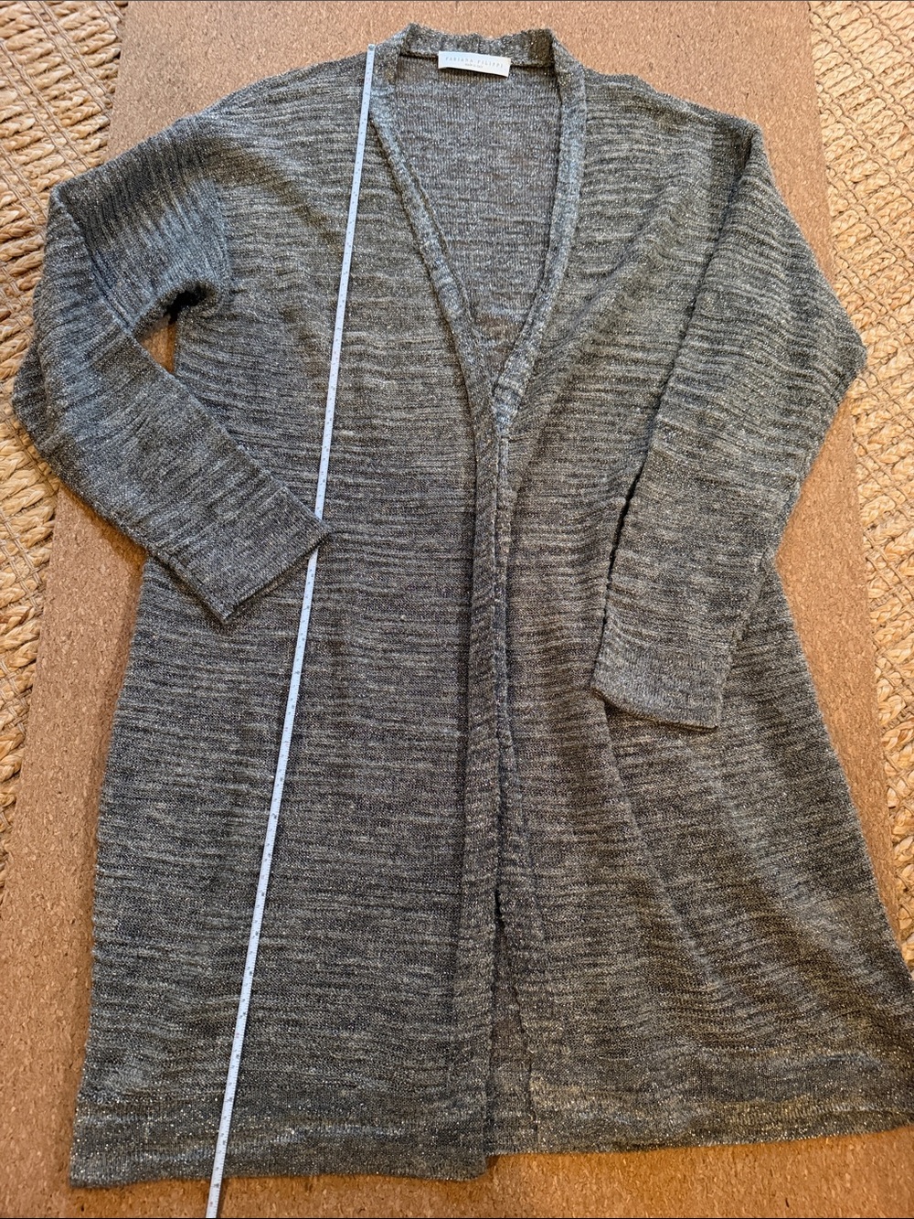 Long Open-Front Cardigan Sweater in Heather Gray